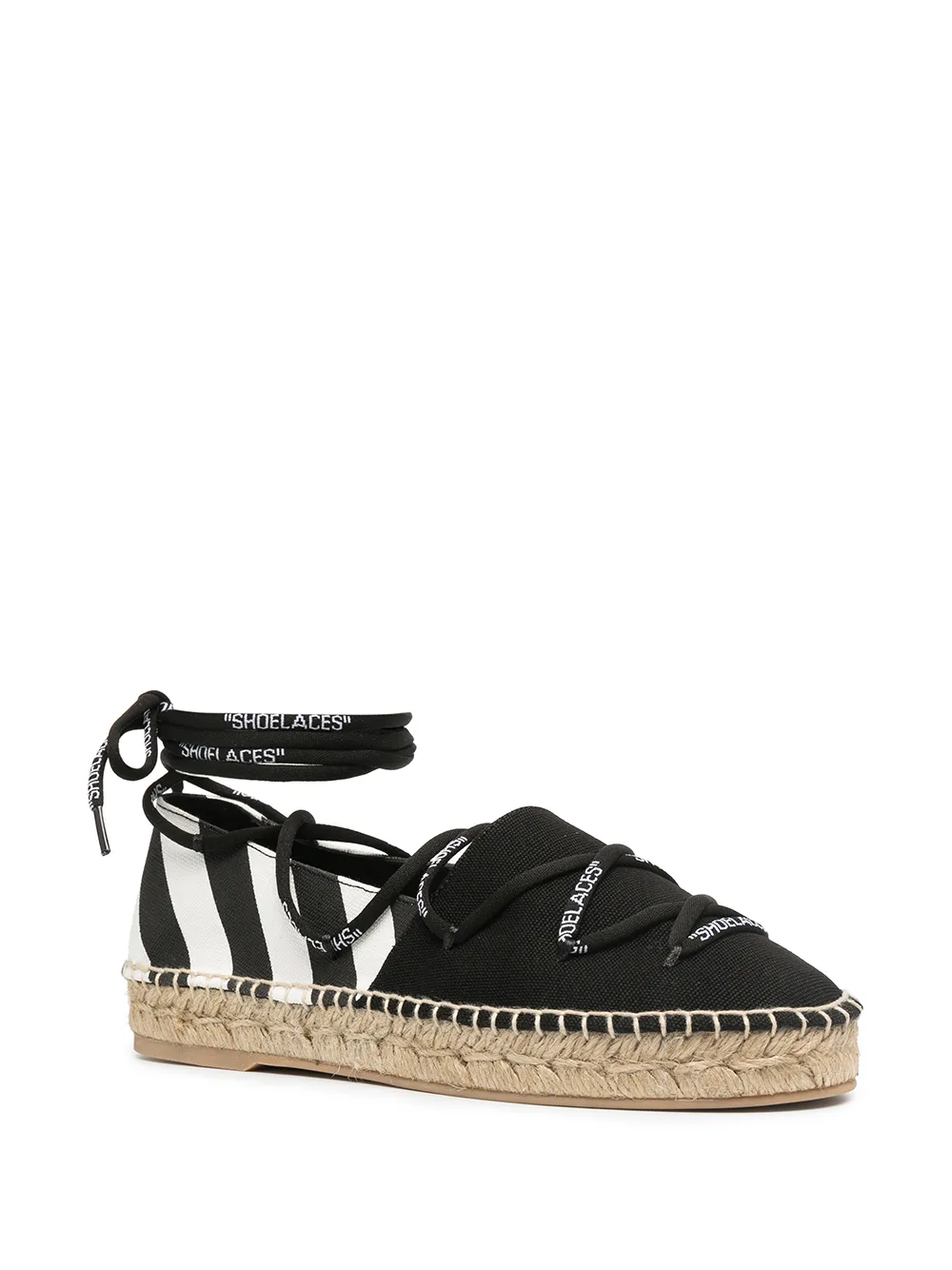 Women Off-White Lace-up Flat Espadrilles - Image 2