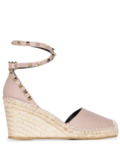 Women Valentino Garavani Rockstud 85mm Wedge Espadrilles