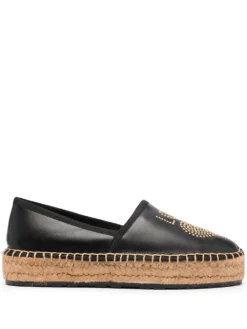 Women Love Moschino Studded Logo Espadrilles
