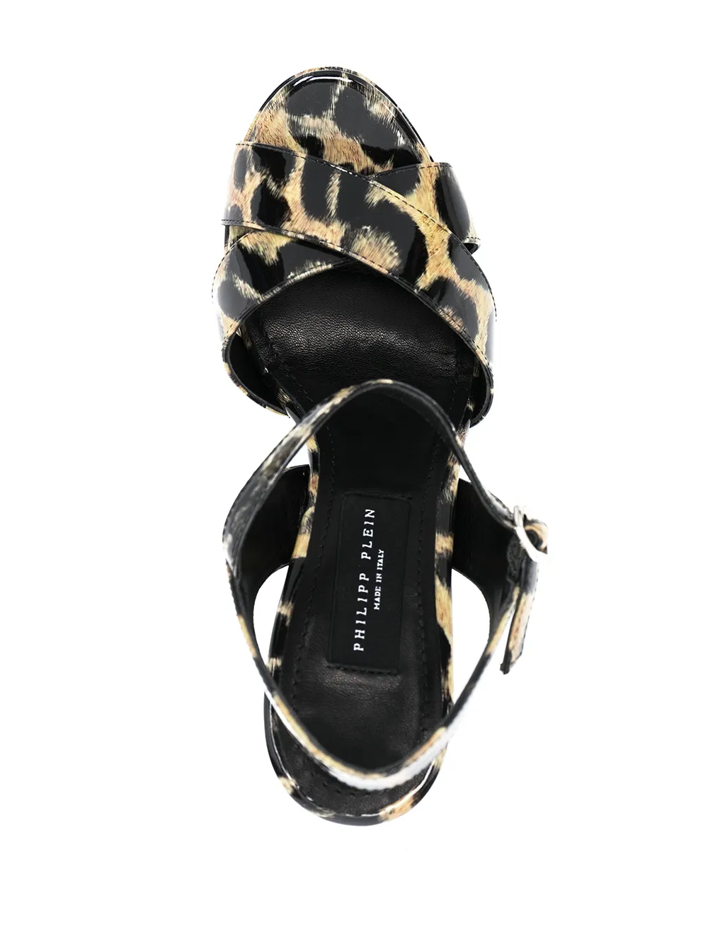 Women Philipp Plein Patent Platform Leopard Print Sandals - Image 4