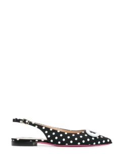 Women Dee Ocleppo Polka Dot-print Slingback Flat Pumps