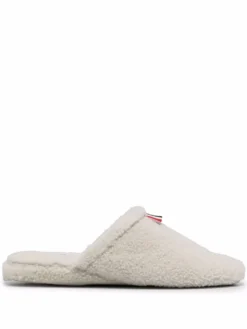 Women Thom Browne RWB Tab Shearling Slippers