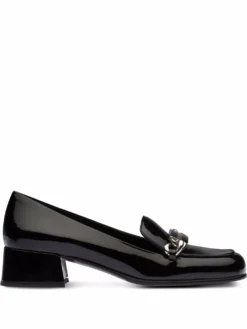 Women Miu Miu Patent Leather Logo-plaque Loafers