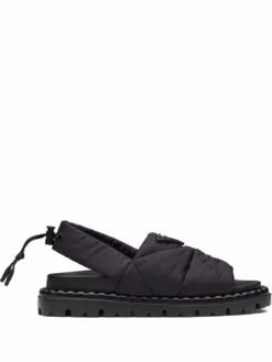 Women Prada Triangle-logo Padded Chunky Sandals