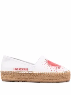 Women Love Moschino Heart-print Platform Espadrilles