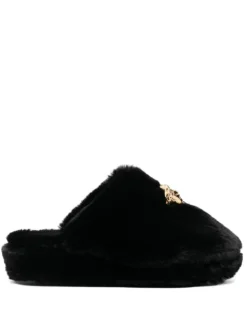 Women Versace Medusa Faux-fur Slippers