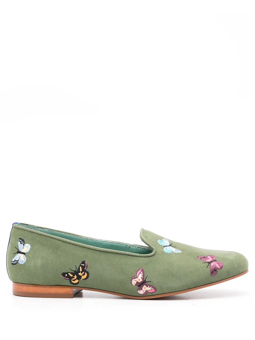 Women Blue Bird Shoes Butterfly-detail Loafers