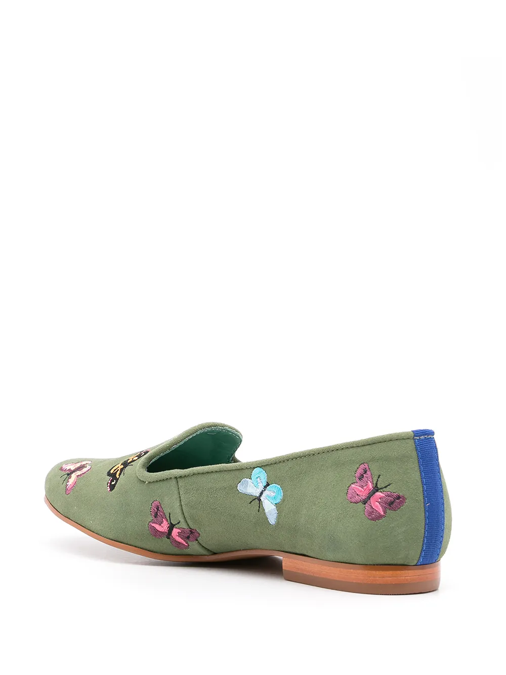 Women Blue Bird Shoes Butterfly-detail Loafers - Image 3