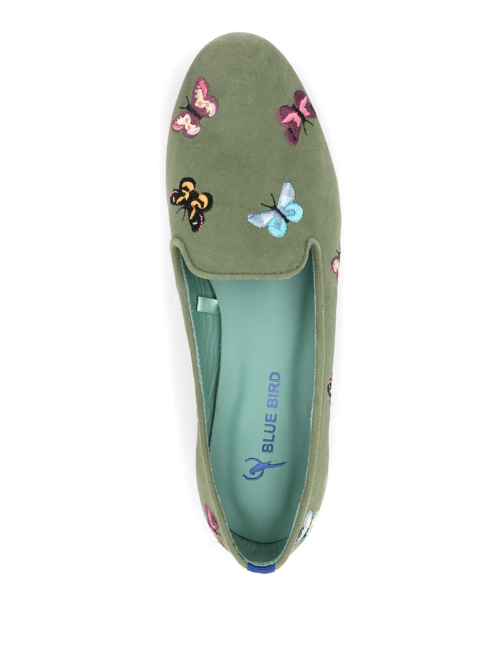 Women Blue Bird Shoes Butterfly-detail Loafers - Image 4
