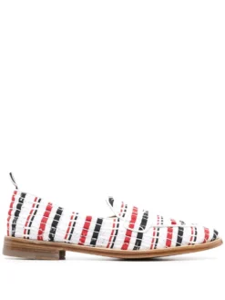 Women Thom Browne Ribbon Tweed Penny Loafers