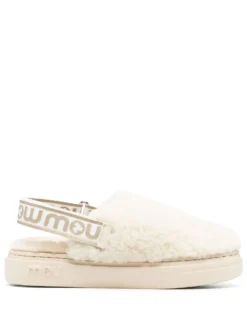 Women Mou Shearling Slingback-strap Slippers