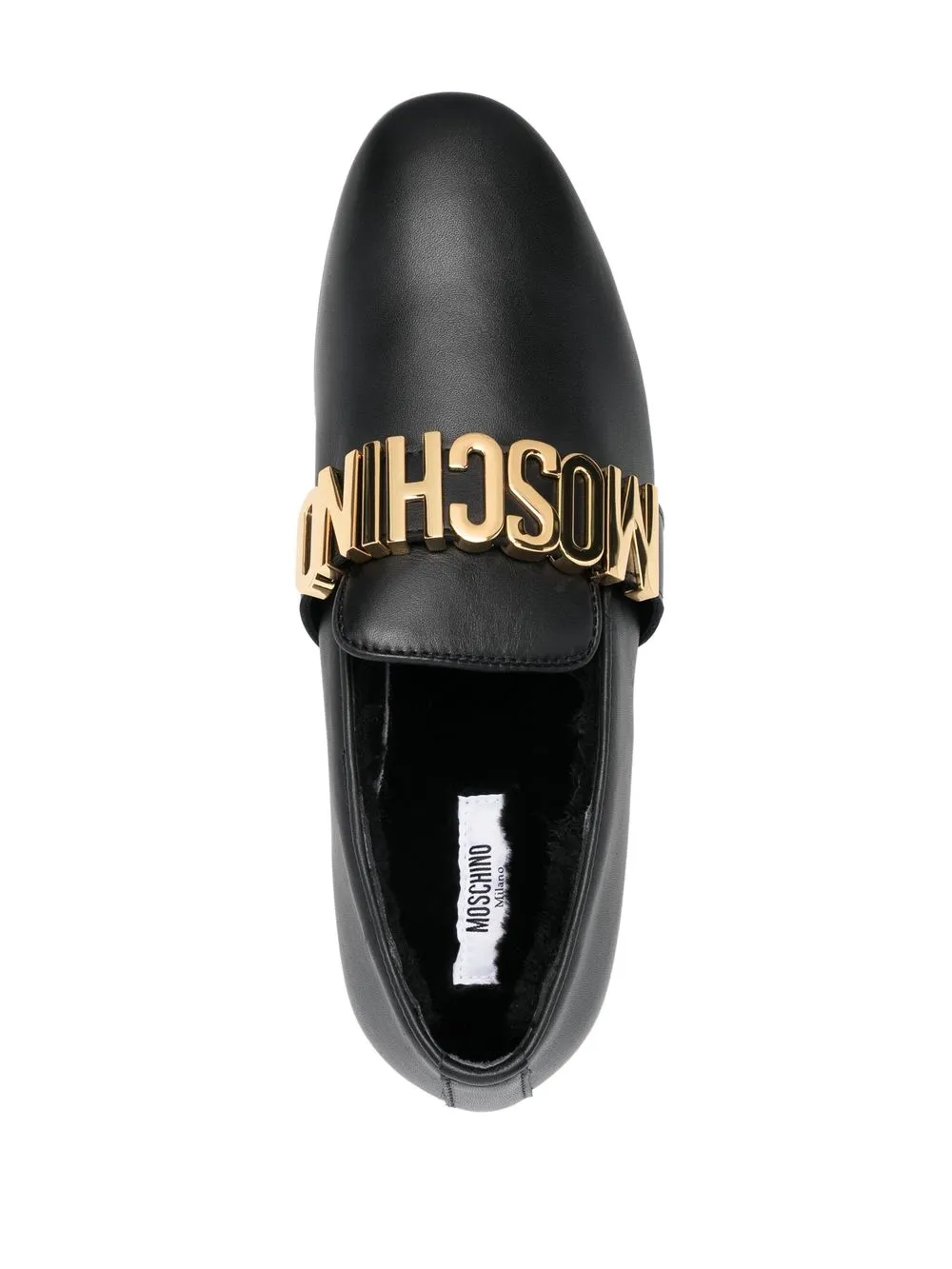Women Moschino Logo-plaque Leather Loafers - Image 4
