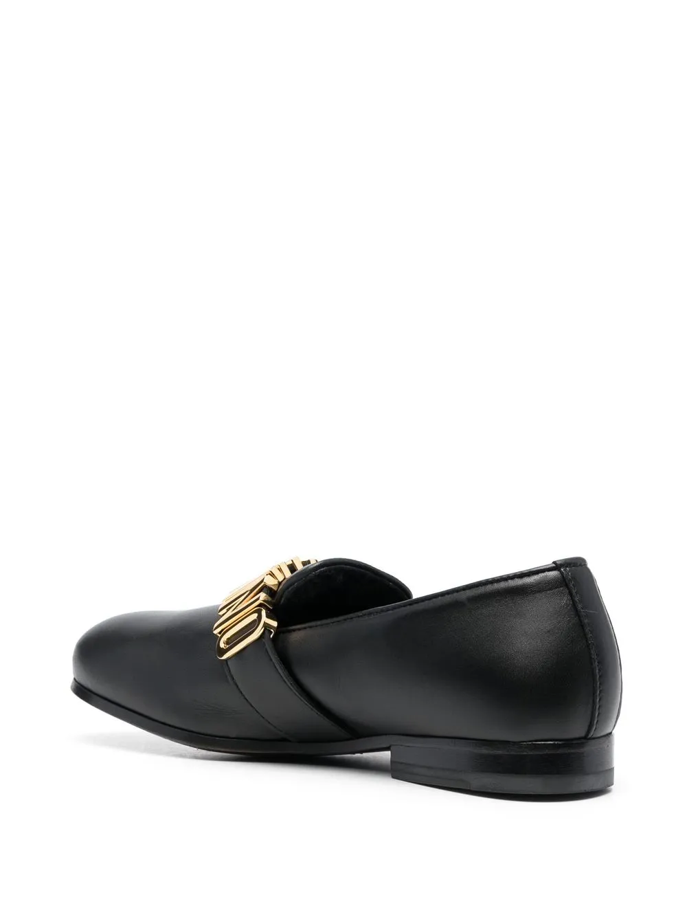 Women Moschino Logo-plaque Leather Loafers - Image 3