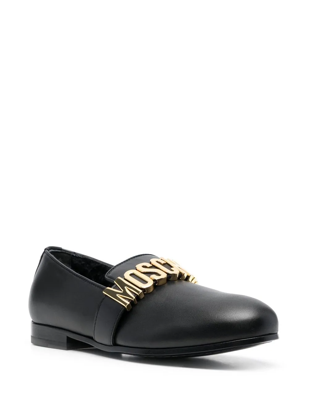 Women Moschino Logo-plaque Leather Loafers - Image 2