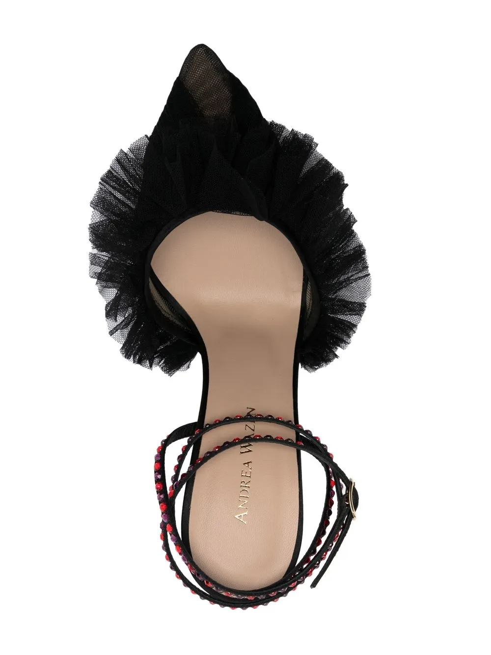Women Andrea Wazen Franca 100mm Tulle Sandals - Image 4