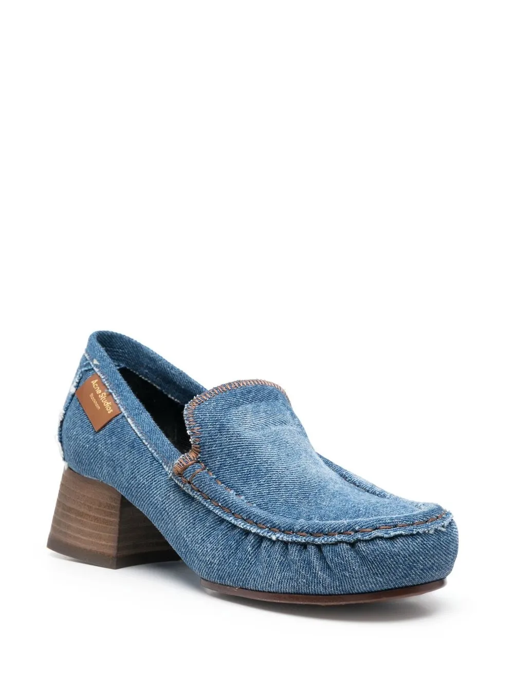 Women Acne Studios Block-heel Denim Loafers - Image 2