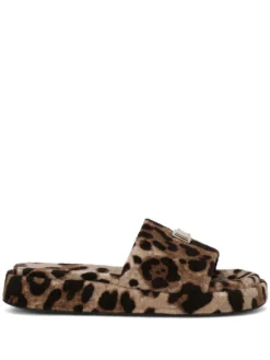 Women Dolce & Gabbana Leopard-print Fleece Slippers