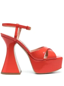 Women Moschino Patent Leather Platform Sandals