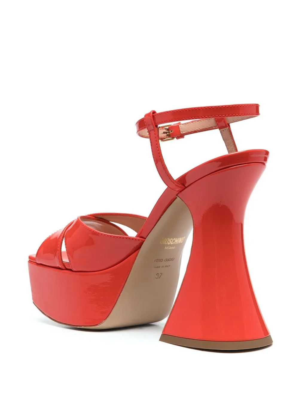 Women Moschino Patent Leather Platform Sandals - Image 3
