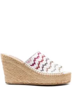 Women Missoni 105mm Zigzag-design Wedge Espadrilles