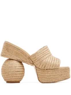Women Cult Gaia Sculpted-heel Braided-raffia Espadrilles