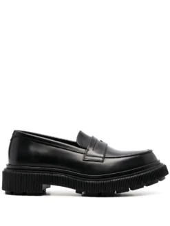 Women Adieu Paris Ridged-sole Penny Leather Loafers