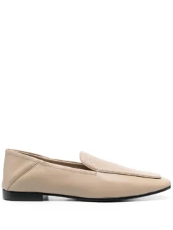 Women Emporio Armani Embroidered-logo Leather Loafers
