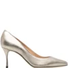 Women Sergio Rossi 80mm Leather Metallic Pumps