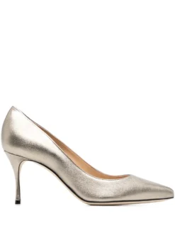 Women Sergio Rossi 80mm Leather Metallic Pumps
