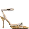 Women MACH & MACH Double Bow Glitter Pumps