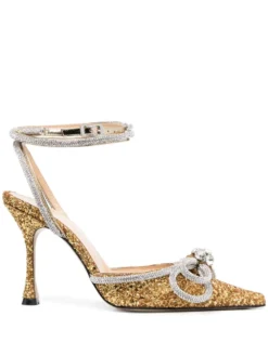 Women MACH & MACH Double Bow Glitter Pumps
