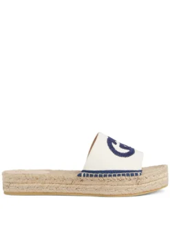 Women Gucci Interlocking G Espadrille Slides