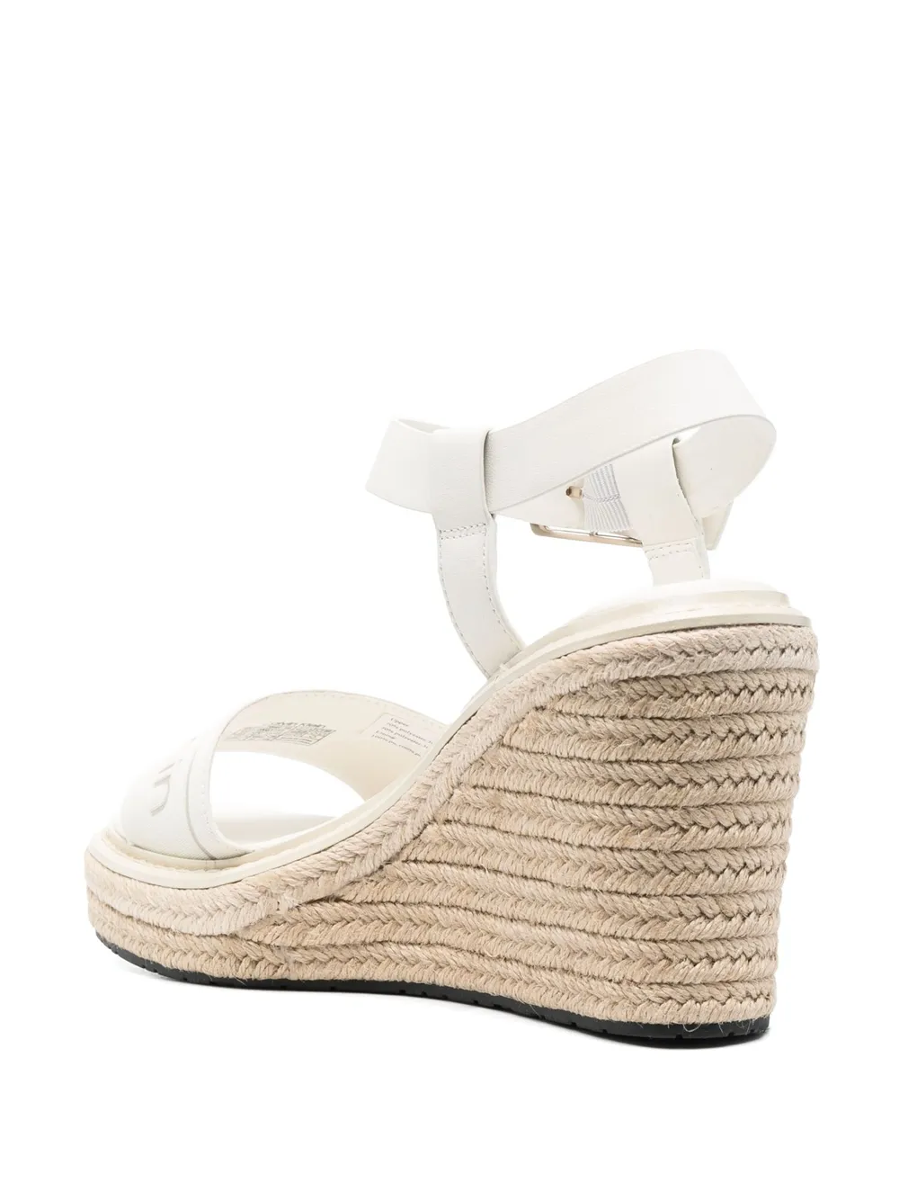 Women Calvin Klein Logo-print Raffia Sandals - Image 3