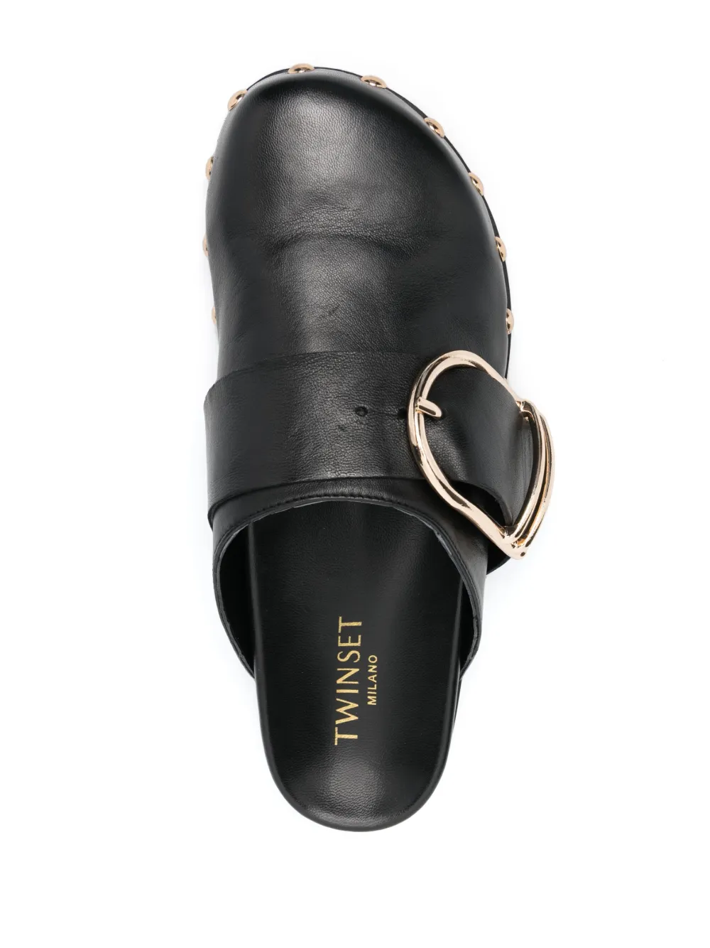 Women TWINSET Buckle-fastened Leather Mules - Image 4