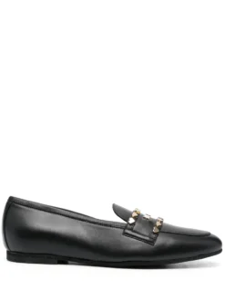 Women Love Moschino Logo-lettering Leather Loafers