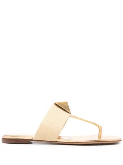Women Valentino Garavani One Stud Leather Flat Sandals