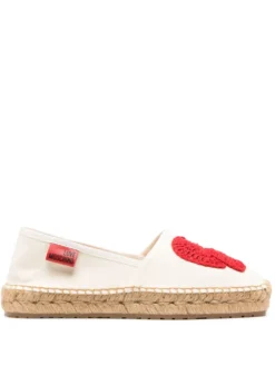 Women Love Moschino Crochet-heart Canvas Espadrilles
