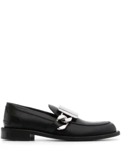 Women JW Anderson Logo-engraved Leather Loafers